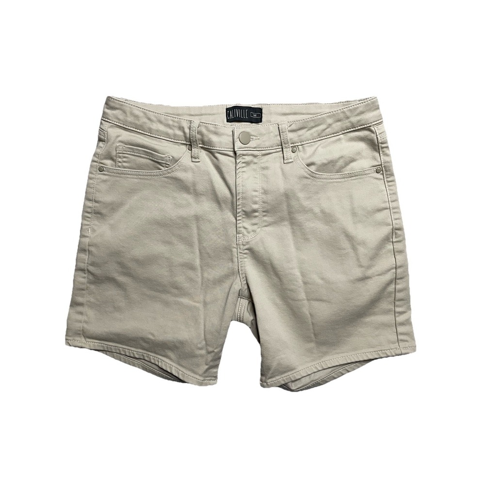 Women's Caliville Beige Khaki Shorts Medium Stretch High Rise Casual
